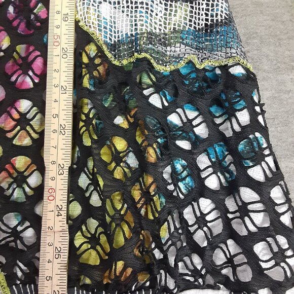 Elysee 26 Blouse Sz M Pullover Sequins Mesh Lace Peasant Boho Hippie 3/4 Sleeve - Picture 9 of 12